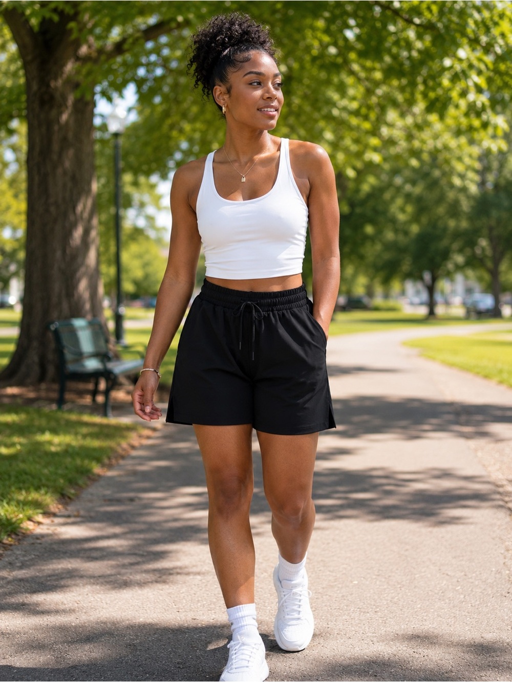 all in motion Black Athletic Shorts with Elastic Waist